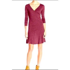 Prana Nadia Winter Faux Wrap Red Dress